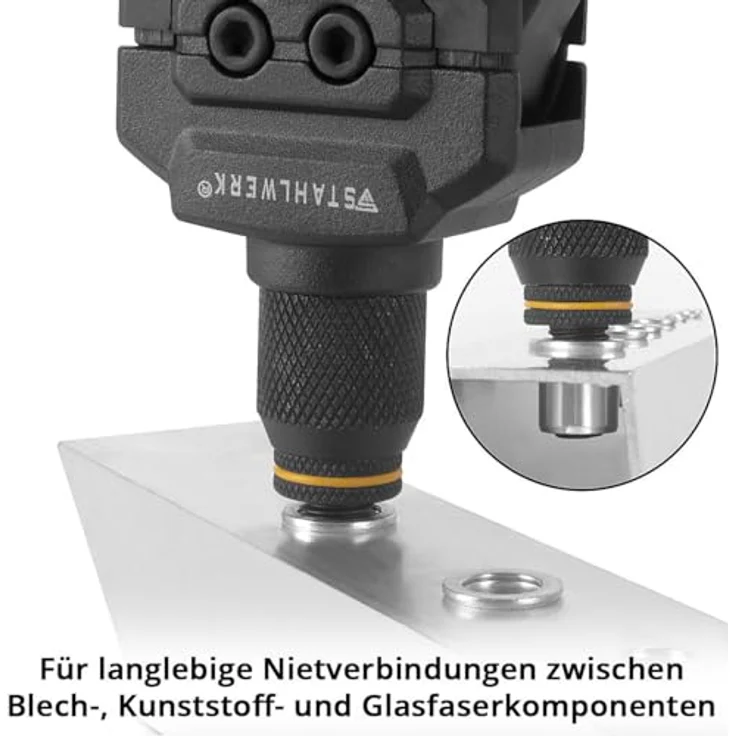 STAHLWERK Blindnietzangen Set NZ-16 ST, Nietzange mit Wechsel-Gewindedorn M3-M12, inkl. 70 Nietmuttern und Koffer – Bild 4