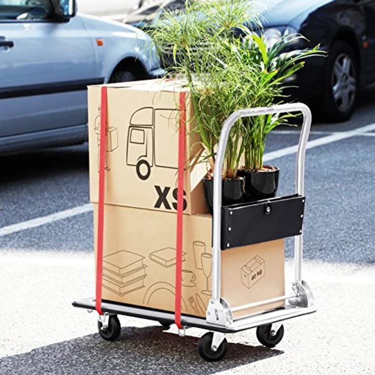 Meister Plattformwagen - Klappbar - Bis 300 kg Tragkraft - Feststellbremse - Transporthilfe mit Lenkrollen - Paketwagen mit Antirutsch-Beschichtung - Klappwagen aus Stahl - 8985540 – Bild 6