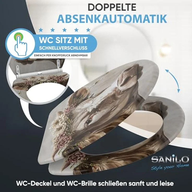 Sanilo WC Sitz Top Fix Berta, mit Absenkautomatik, bruchfestem Holz und antibakterieller Beschichtung – Bild 3