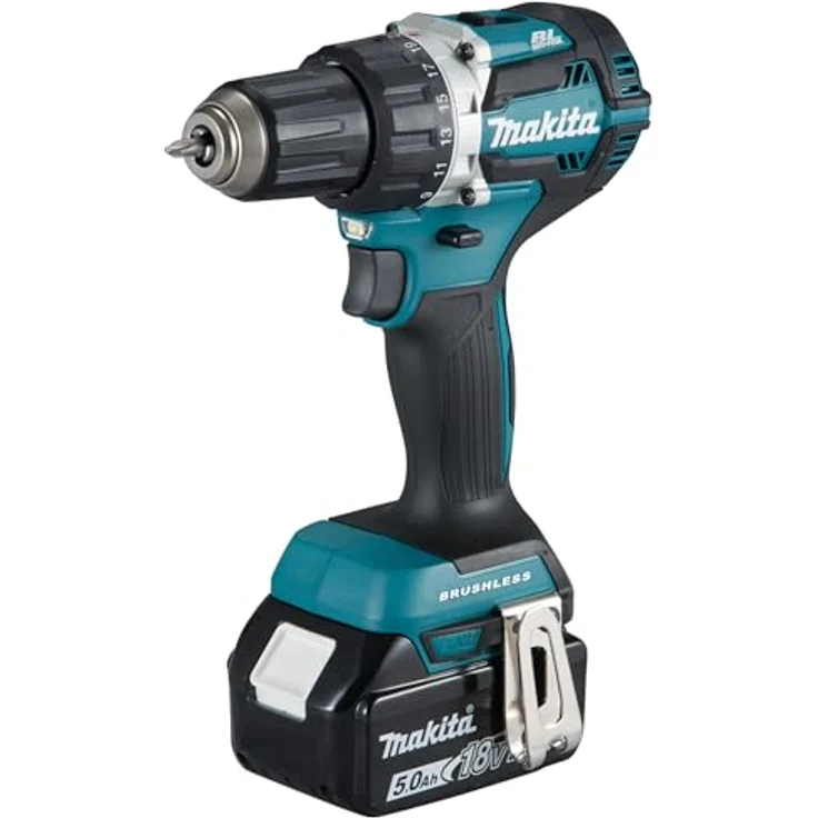 Makita Akku-Bohrschrauber 18V, kompakt, bürstenloser Motor, LED-Licht, inkl. 2 Akkus – Bild 3