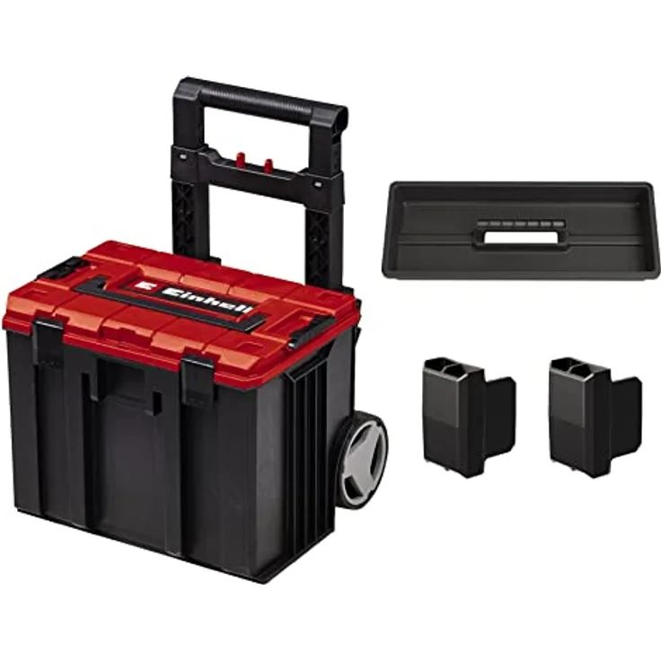 Einhell Original E-Case L Systemkoffer (max. 120 kg, universelle Aufbewahrung und Transport von Zubehör und Werkzeug, stapelbar, spritzwassergeschützt) 40 x 67,5 x 45 cm