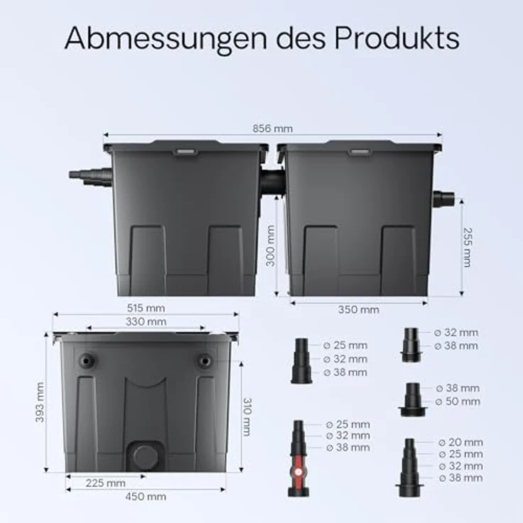 SunSun Bio CBF-350B, Teichfilter bis 60.000L mit 10.000L/h, 2-Kammer Durchlauffilter für biologische und mechanische Reinigung – Bild 3