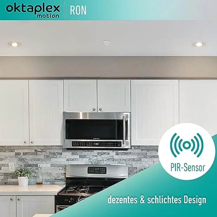 Oktaplex motion Oktaplex Ron Einbau-Bewegungsmelder Innen flach 360 Grad / 8m Infrarot Sensor Deckenbewegungsmelder 3-Draht 230V LED geeignet, weiß – Bild 6