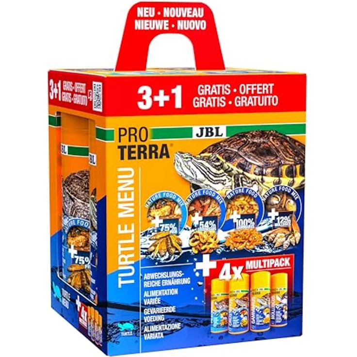 JBL Proterra Turtle MENU, Futtersortiment 250ml (3+1) für Wasser- und Sumpfschildkröten, 1000ml insgesamt – Bild 1