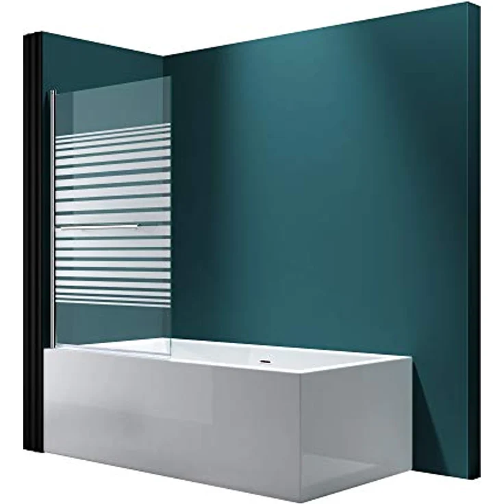 Mai & Mai Duschwand für Badewanne, faltbar 180° aus 6mm ESG-Sicherheitsglas teilsatiniert mit NANO-Beschichtung, 94x140cm – Bild 1