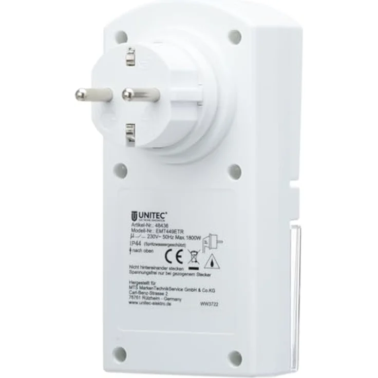 UNITEC 48436 Wochenzeitschaltuhr Mini mit digitaler Anzeige für den Außenbereich inkl. Kinderschutz, weiß – Bild 2