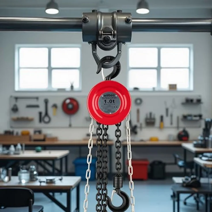 Wiltec Kettenzug 1000Kg 1T 3M, Flaschenzug mit drehbarem Lasthaken und robuster Stahlkonstruktion – Bild 2
