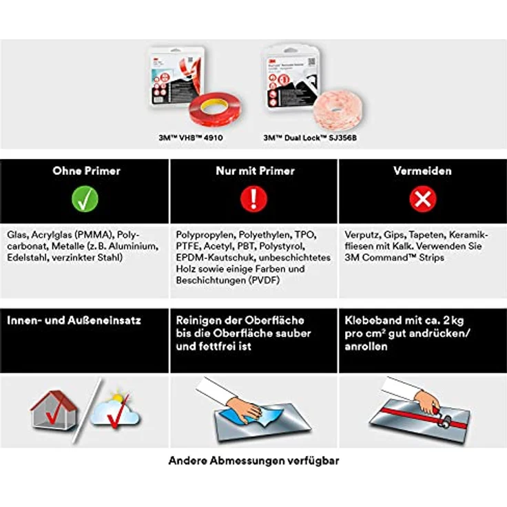 3M SJ 356D Dual Lock Klettband zum Aufkleben Pilzkopf (L x B) 5000mm x 25mm Transluzent 1 Paar - Preisvergleich – Bild 2