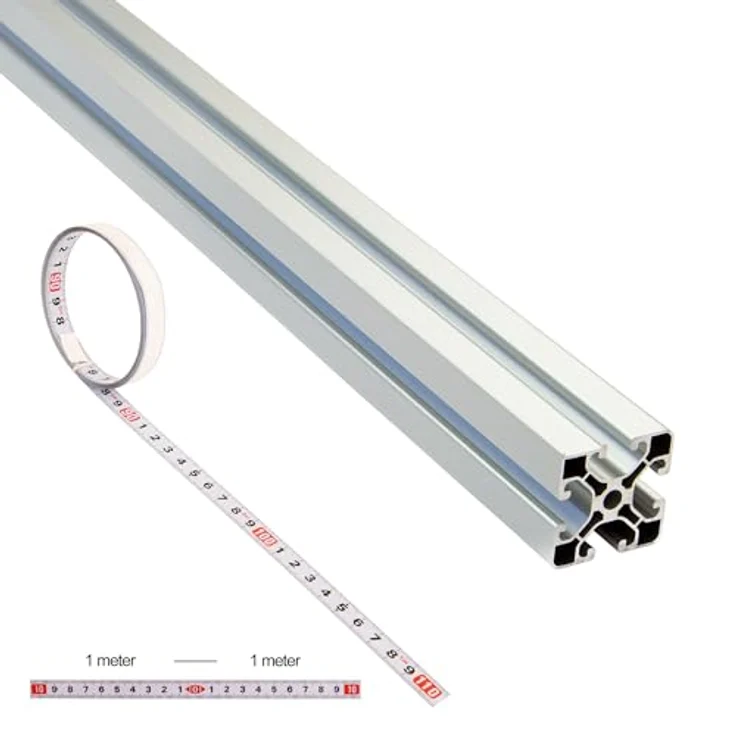 SCHMIDT systemprofile Längenanschlag D 2m, Aluminium-Profil mit Maßband Mitte 1m-1m, eloxierte Oberfläche, 2x Ablängklappe – Bild 3