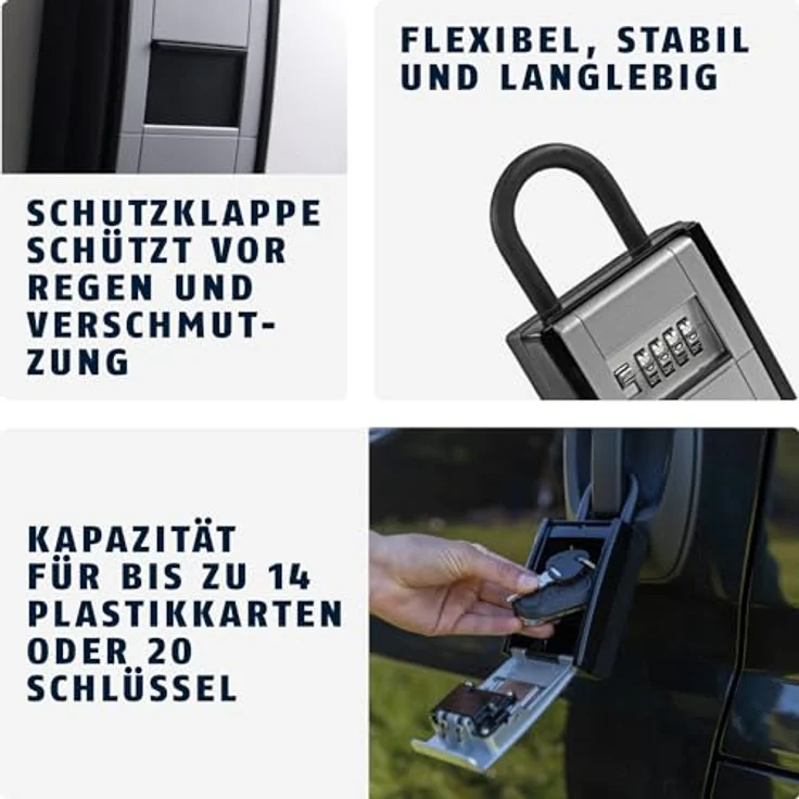 ABUS Schlüsseltresor KeyGarage 797 mit Bügelhalterung | individuell einstellbarer Zahlencode | wetterfest | passend für Schlüssel und Plastikkarten | schwarz | 46330 – Bild 3