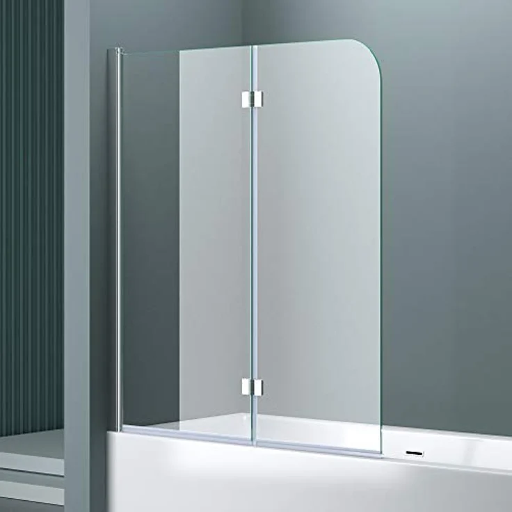 doporro 120x140 cm Design-Duschwand für Badewanne Badewannenaufsatz Duschabtrennung 6mm ESG-Sicherheitsglas inkl. NANO-Beschichtung Badewannenfaltwand – Bild 2