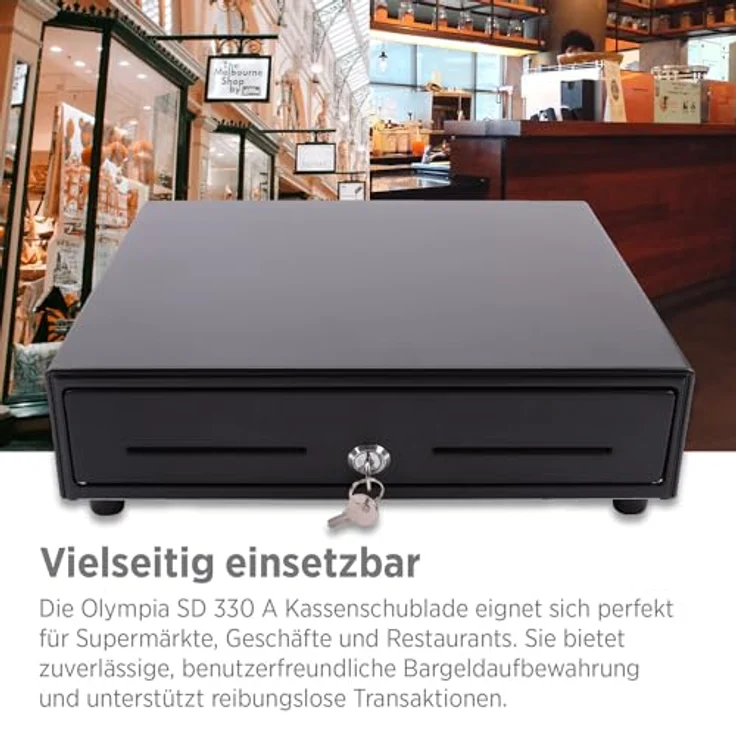 OLYMPIA OFFICE Geldkassette SD 330A, Metall Kassenschublade mit 8 Münzfächern und 4 Scheinfächern, schwarz – Bild 5