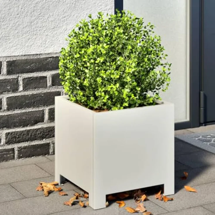 vidaXL Pflanzkübel Weiß 30x30x30 Stahl - Rostbeständig, Stabil und Großzügig in der Größe – Bild 2