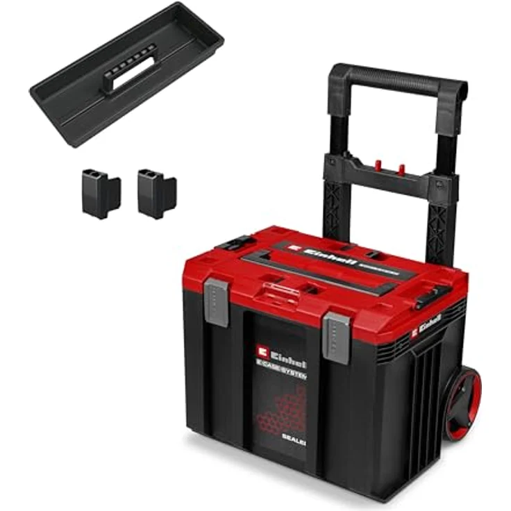 Einhell E-Case L SEALED, Werkzeugkoffer mit max. 120 kg Tragkraft, staubdicht und strahlwassergeschützt, Trolleygriff, kompatibel mit Half Size E-Cases, 44 x 40 x 36 cm – Bild 1