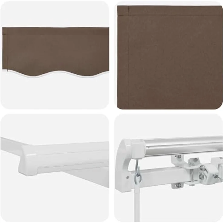 vidaXL Ausziehbare Markise Taupe 350 x 250 cm, UV-beständiges Gewebe mit Aluminiumrahmen, solarbetriebene LEDs – Bild 6