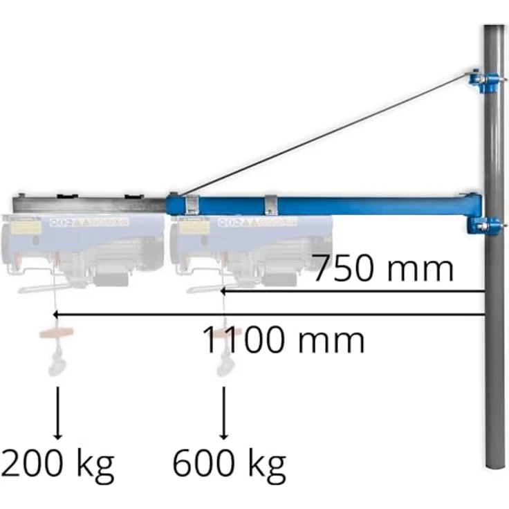 Güde Schwenkarm 1200, Tragkraft 600 kg, Schwenkarm mit 1100 mm Auszugs Länge für flexible Hebearbeiten – Bild 5