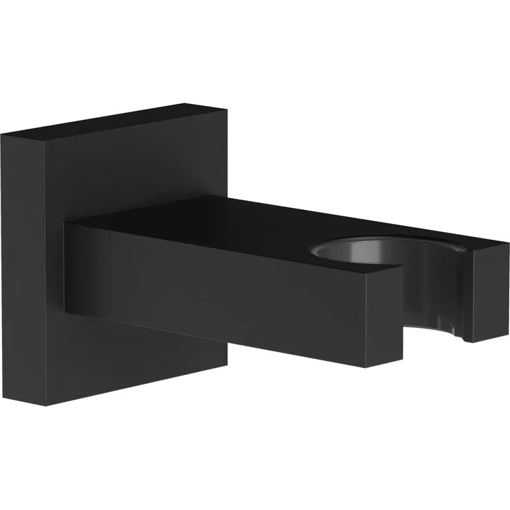 CHRIS BERGEN Brausehalter aus Messing in Chrom und Schwarz matt, eckiges Design mit transparentem Inlet