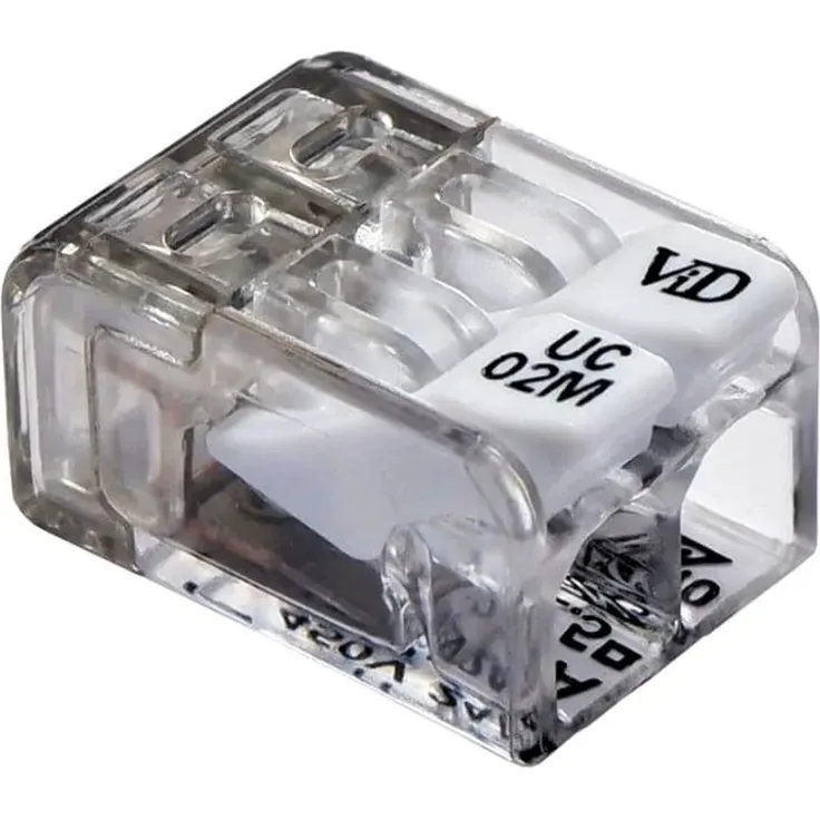 ViD Mini-Hebelklemme UC02M, 2-polig für Kabel 0,2-2,5 mm², VDE-zertifiziert, 100 Stück