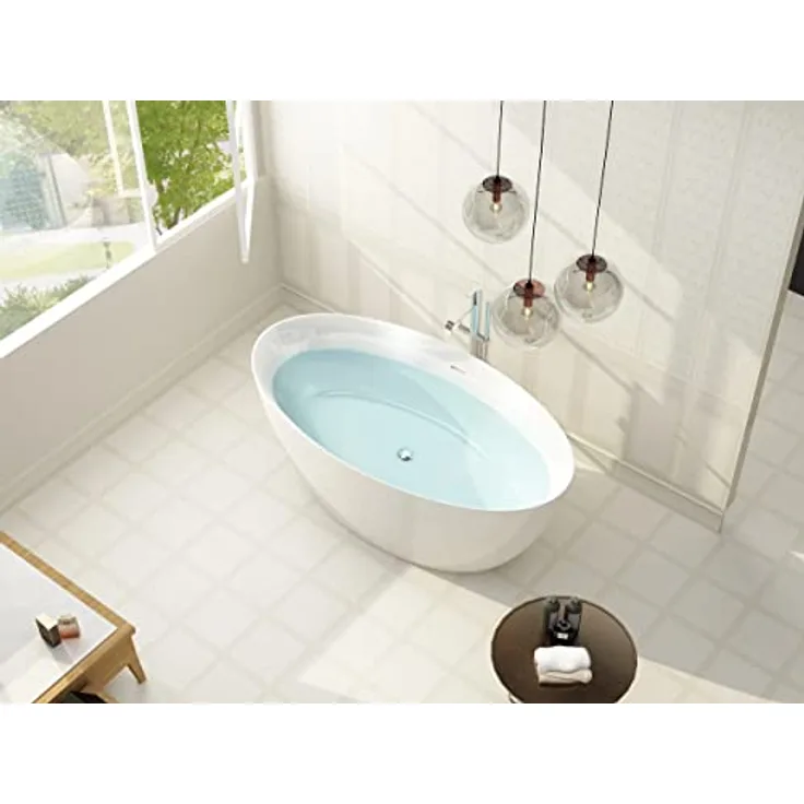 Sanotechnik Badewanne Miami, freistehende Acrylbadewanne mit Schürzen, Fußgestell und Ab- und Überlaufgarnitur, 170 x 82 x 58,5 cm