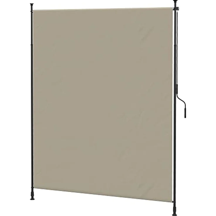 Outsunny Senkrechtmarkise, 200 x 215-305 cm Vertikalmarkise, Einziehbares Sonnenschutz, Verstellbare Seitenmarkise, Windschutz für Balkon, Terrasse, Garten, Alu, Sand – Bild 1