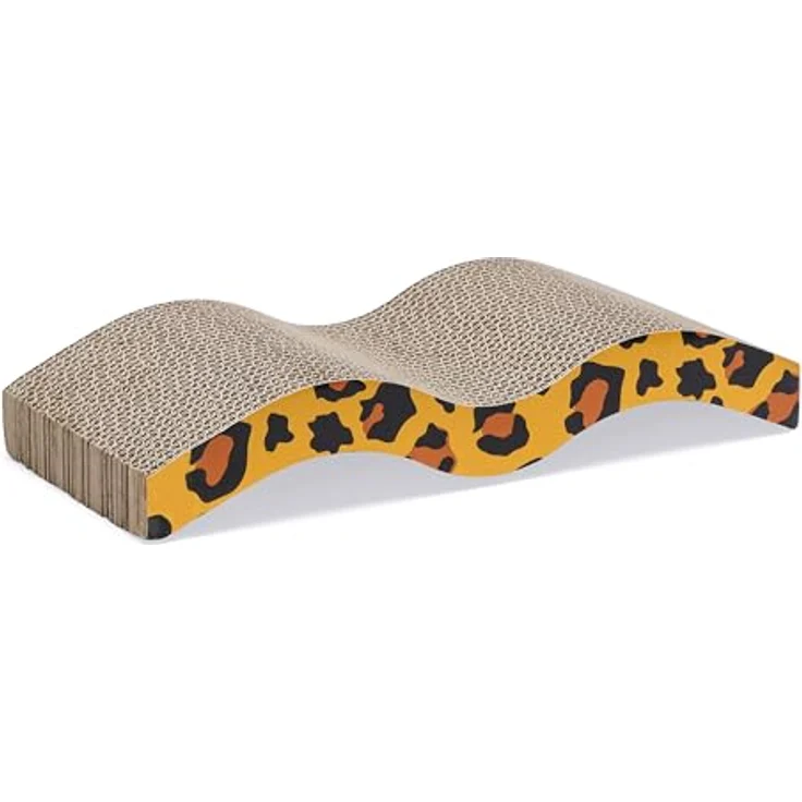Karlie Karton Kratzbrett Leopard 40 x 19 x 4 cm, Umweltfreundliches Kratzbrett aus recyceltem Karton, inkl. Catnip in Tütchen – Bild 3