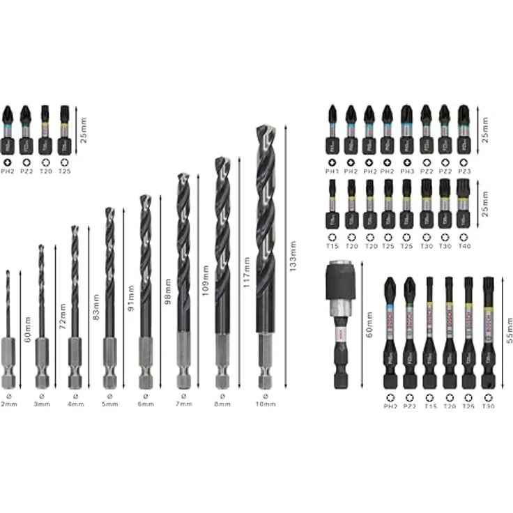 Bosch 35x PRO Impact Metal Set, 35-tlg. (für Stahl, Gusseisen, 200 x 107 mm, Professional Zubehör Schraubendreher, Schraubendreher) – Bild 3