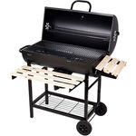 SunJas Grillwagen Holzkohlegrill, BBQ Grill Holzkohle mit Rädern, Anthrazit Standgrill, Grillkamin inkl. integriertes Thermometer und Lüftungsschieber, Gartengrill, Grillfläche: 70X38.5 cm