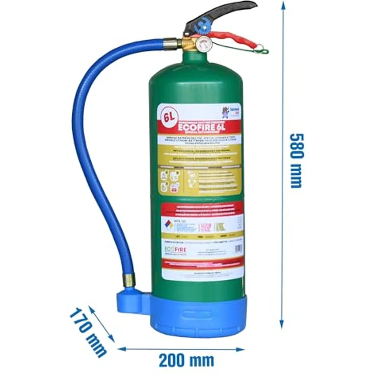 ECOFIRE Fighting ABFL Feuerlöscher, 6 Liter, umweltfreundlich, Lithiumbatterien ausschaltend, inklusive Montagehalterung, europäisches Zertifikat – Bild 2