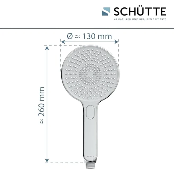 Schütte Handbrause KARIBIK, 3-fach verstellbar mit Antikalknoppen, wassersparend, eckig – Bild 5