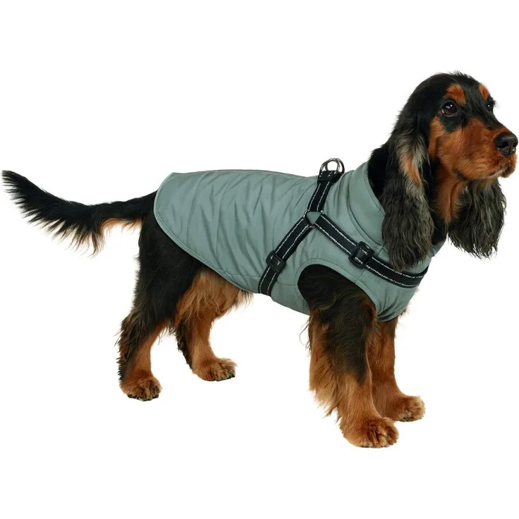 Nobby Hundemantel Full Reflect 2 in 1, reflektierender Hundemantel aus wasser- und windabweisender Kunstfaser, grau