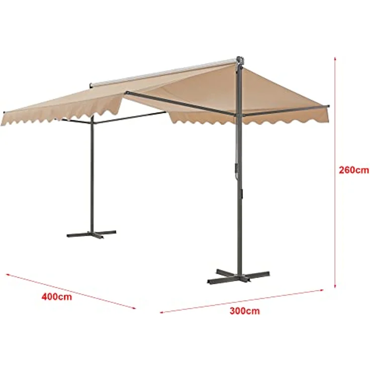 Standmarkise Selenizza freistehend 400x300x260cm Sandfarben (pro.tec) – Bild 3