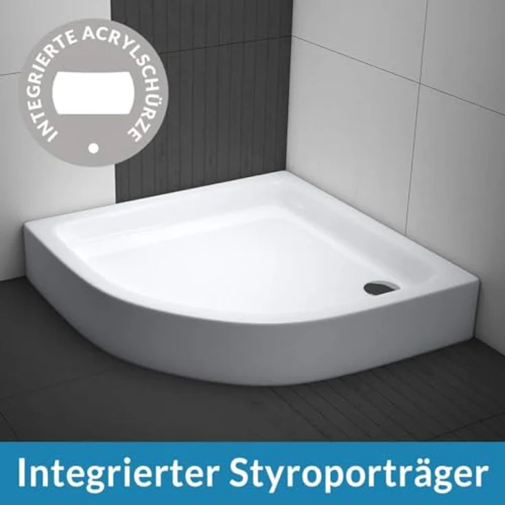 Aquabad® Duschwanne FORTA, Viertelkreis, Acryl, 1-St., 80x80 cm R55, Duschwanne in Weiß – Bild 3
