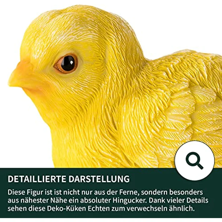 VERDOBA Garten Dekoration 3 Küken Deko Figur aus Kunstharz (Polyresin), naturgetreue Gartendeko für Balkon, Garten und Teich, wetterfest und standfest, 6-13 cm Größe – Bild 3