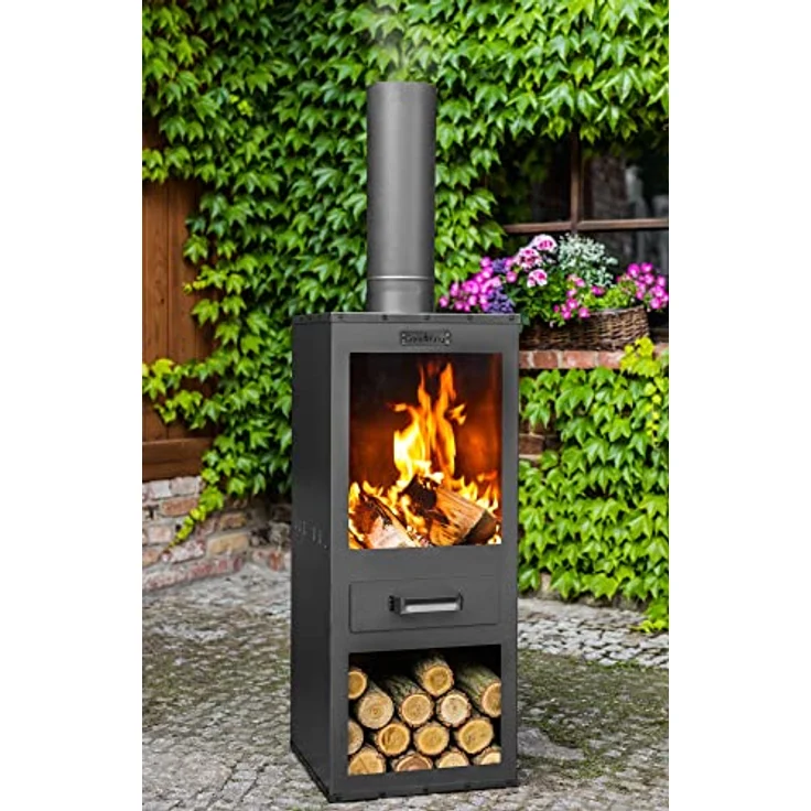 CookKing Gartenkamin Rosa, 40x40x150 cm - Stahl Terrassenofen, klassisches Kaminofendesign, handgefertigt in Europa – Bild 5
