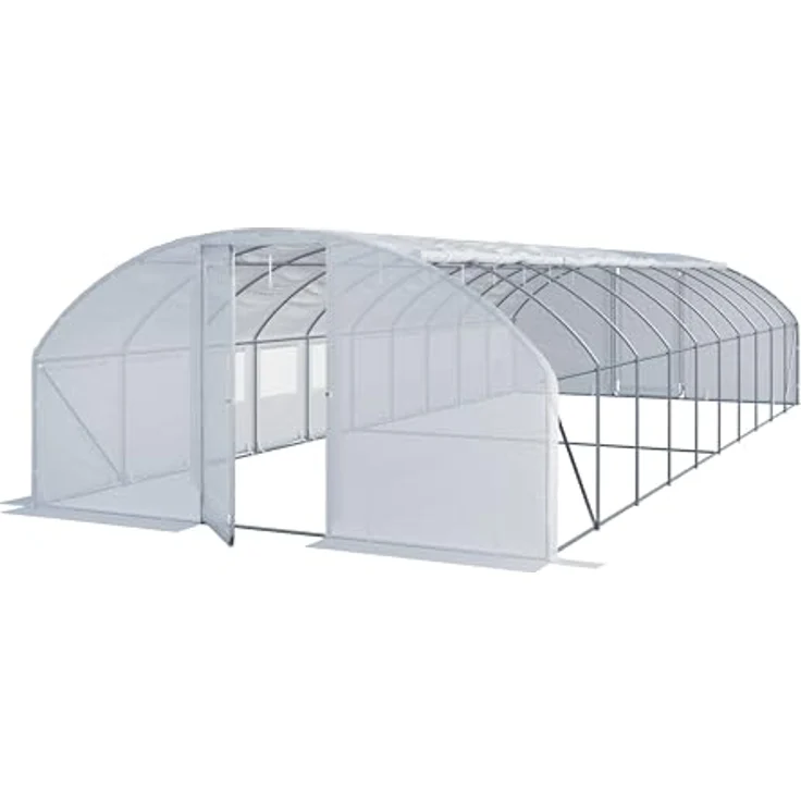 TOOLPORT Premium Foliengewächshaus 4x10m, PE Plane 180g/m², weiß transparent – Bild 1