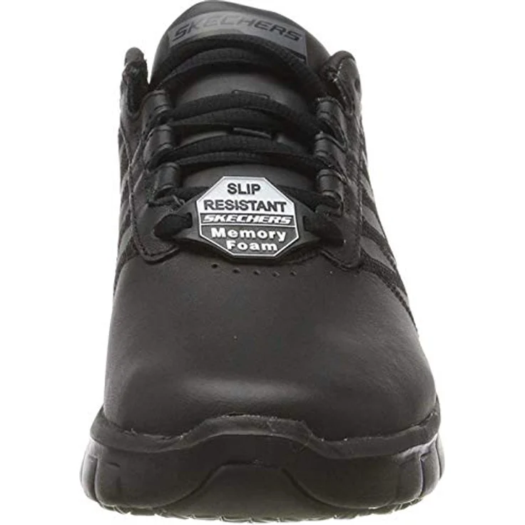 Skechers Sure Track Erath Schnürschuh für Gastronomie & Pflege, rutschhemmende Laufsohle, Leder, Memory Foam, Schwarz – Bild 5