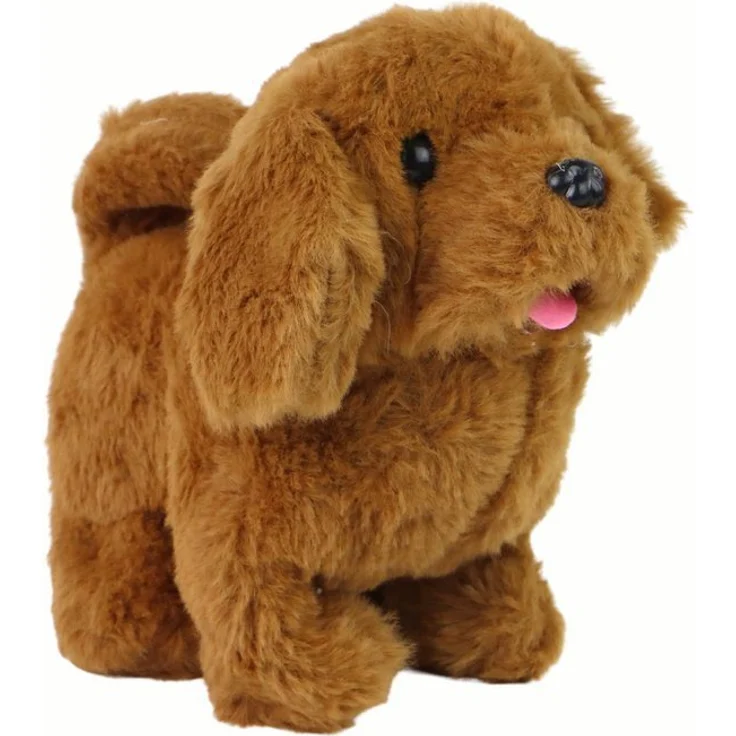 LEAN Toys Interaktives Tier-Intelligenzspielzeug Hund, Spielzeughund mit Soundeffekten, braun, 17 cm