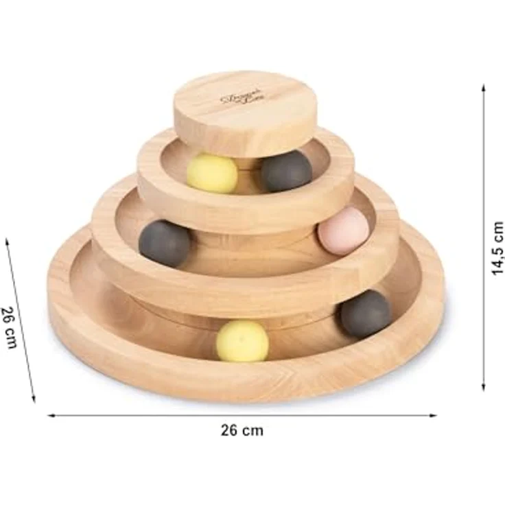 Designed by Lotte Spielturm Mia – Katzenspielzeug aus Holz – Braun – Bild 2