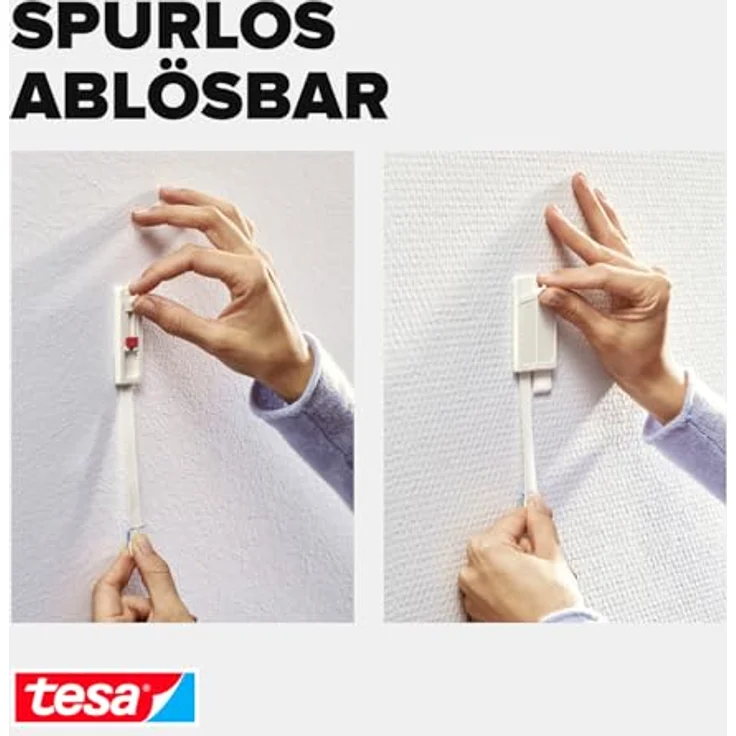 tesa Klebestreifen zum Befestigen auf Tapete & Putz, 0,5 kg Halteleistung – Bild 6
