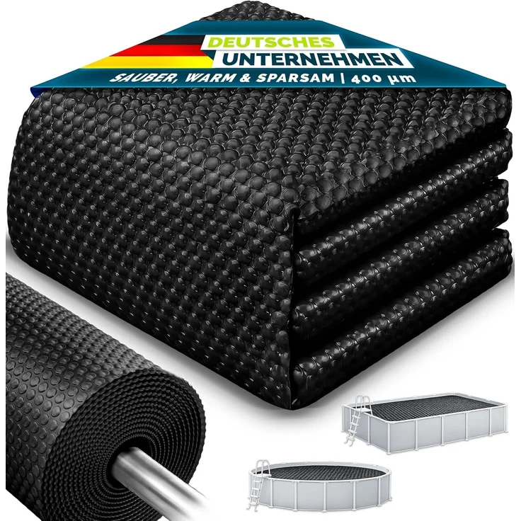 tillvex Pool-Abdeckplane Premium Solarfolie 400µm Wärmeplane zuschneidbar (Packung, Solarplane Solarabdeckung Poolheizung Poolsolarplane)