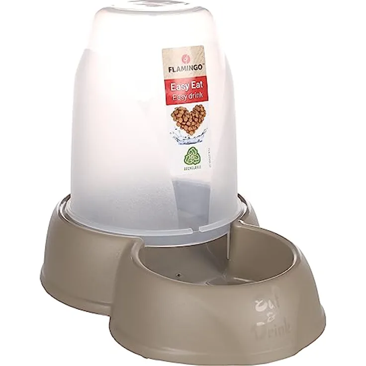 Zena Automatischer Futter- und Wasserspender, Taupe, 1,6 l, 17,5 x 27 x 21 cm