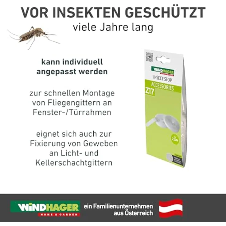 Windhager Insektenschutz-Befestigungsband für Fliegengitter, Insektenschutzgewebe Klebeband, Fliegengitterband Gitterbefestigung, 2 x 2,5 m, 03469 – Bild 5