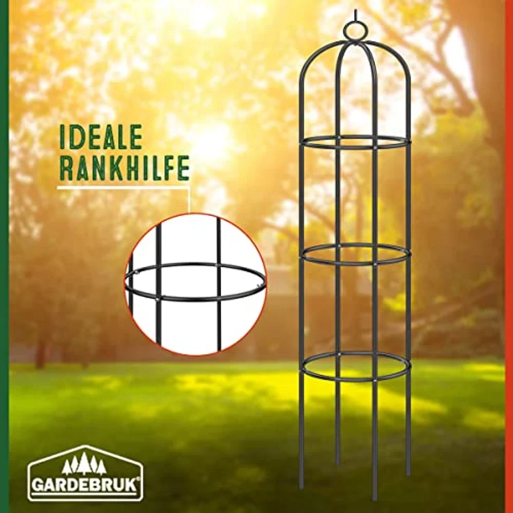 Gardebruk® 4X Rosensäule 200x40cm Metall Schwarz Wetterfest Garten Rankgitter Rankhilfe Ranksäule Gartensäule – Bild 2
