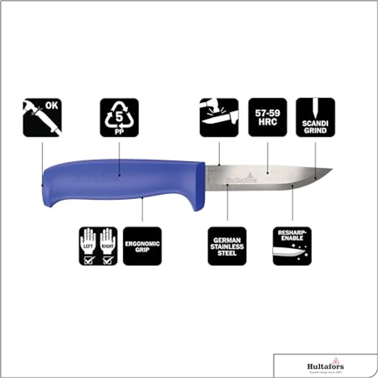 Hultafors Handwerkermesser RFR, Allzweckmesser mit rostfreier Edelstahlspezialklinge, ultraresistentem Kunststoff-Griff, inklusive Holster und Halterung für Arbeitshose, 20,8 cm Länge, 9,3 cm Klingenlänge – Bild 3