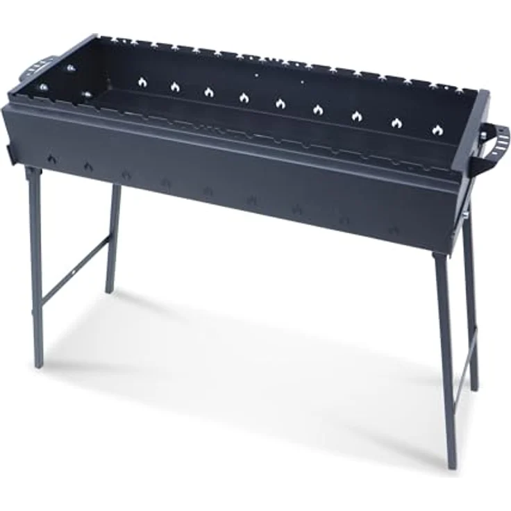 Davr Metall Mangal Grillmeister, klappbar, 2 mm Stahl, 90 cm, Schwarz – Bild 1
