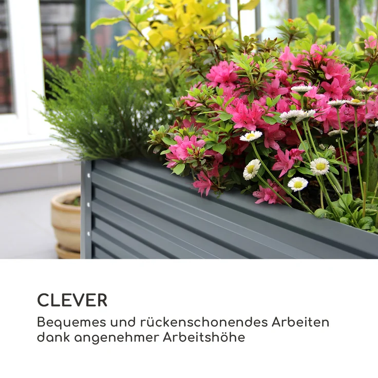 High Grow Straight Hochbeet 180 x 60 x 90 cm 970 l Stahl verzinkt Dunkelgrau - Preisvergleich – Bild 3