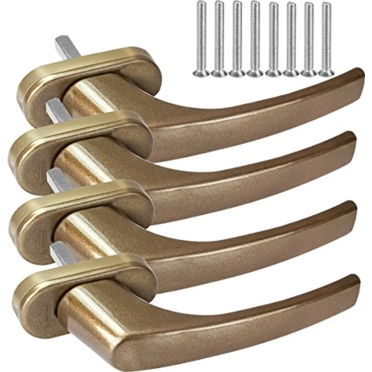 4 x Alu Fenstergriff in Gold F4 - Stiftlänge 30mm