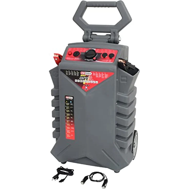 KS Tools Booster 12/24 V, Starthilfe-Gerät für Benzin- und Dieselmotoren mit 3400 A Spitzenstrom, 50 Ah Akkukapazität, robustes Gehäuse und integriertes Ladegerät – Bild 1