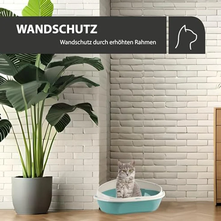 Rohrschneider® Eckiges Katzenklo | Katzentoilette für große Katzen | Katzenklo mit hohem Rand | platzsparende Ecktoilette Katze | Katzenklo in modernen Design | Katzentoilette groß (Blau) – Bild 5
