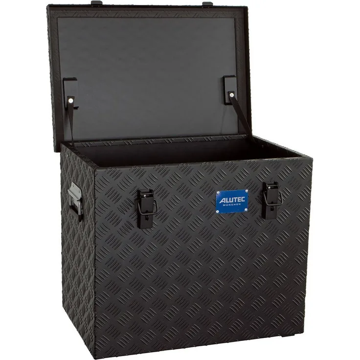 ALUTEC München Werkzeugkoffer ALUTEC Aluminiumbox Extreme 120 Schwarz, 120 ltr., (LxBxH) 600 x 400, wetterfestes Aluminium-Riffelblech, 4 massive Füße, Edelstahlbeschläge, 120 Liter Kapazität